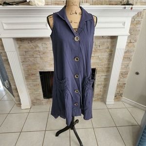 For Cynthia‎ Navy Linen Blend Kimono Dress Size Large, XS NEW!!!